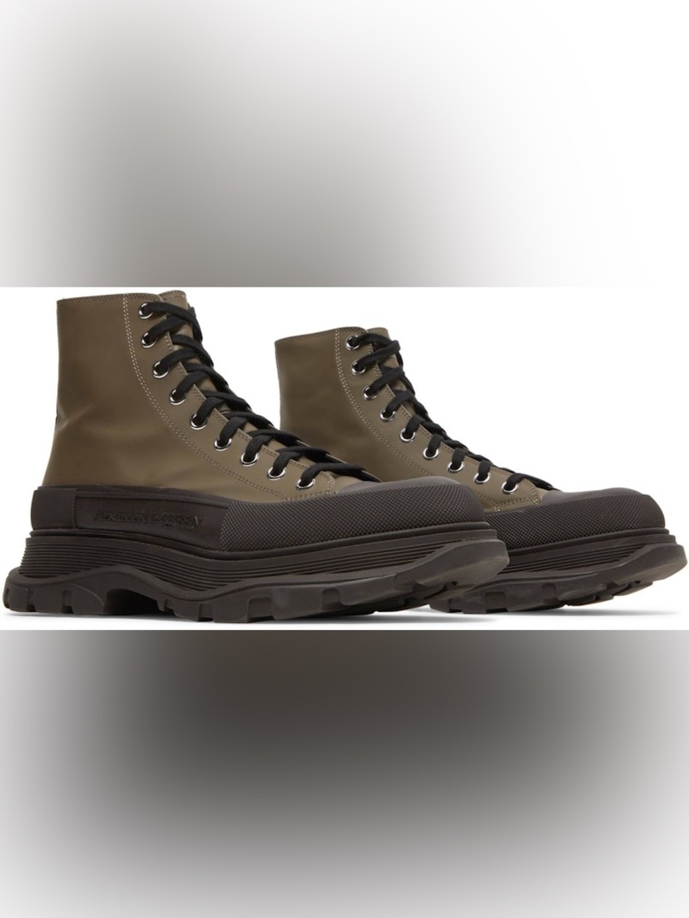 Alexander McQueen Olive Green and Brown High-Top Canvas Booties